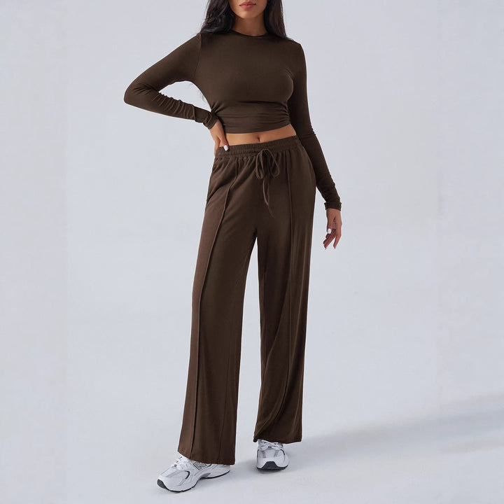 Women's drawstring waist fashionable casual trousers
