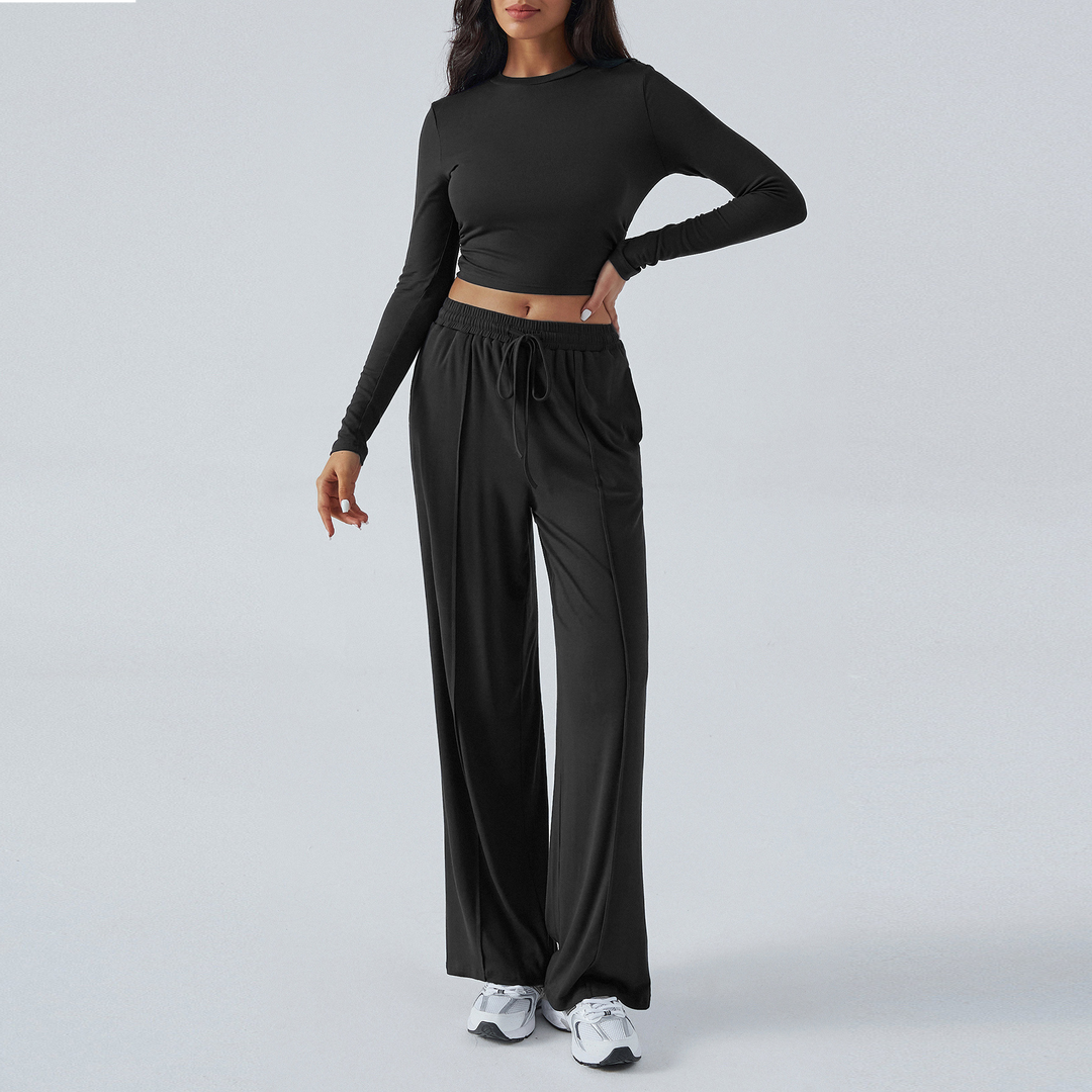 Women's drawstring waist fashionable casual trousers