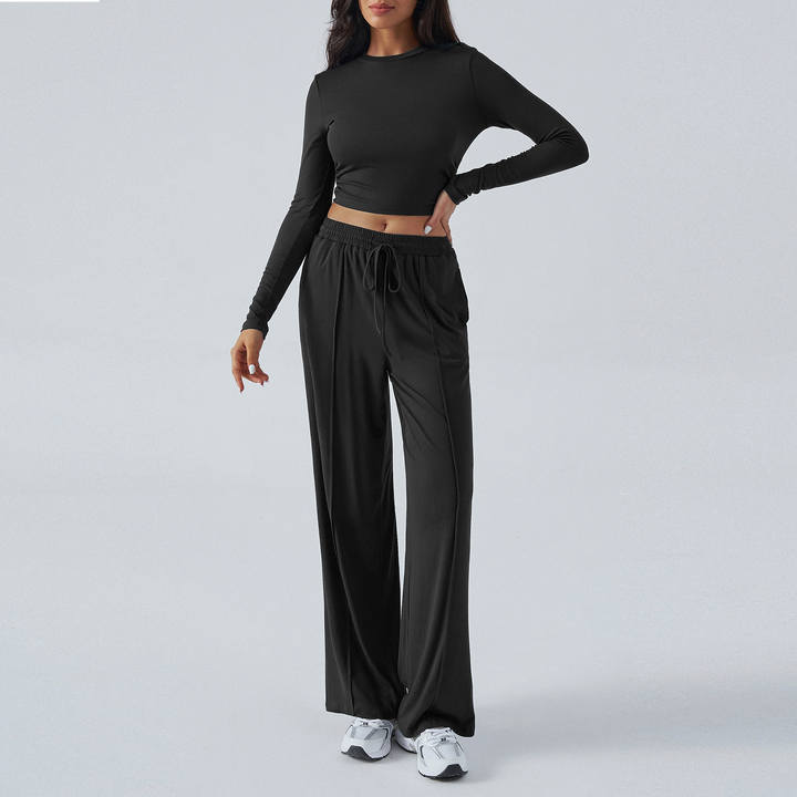Women's drawstring waist fashionable casual trousers