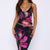 Backless V-neck Printed Vest + Slim Half-body Skirt Set