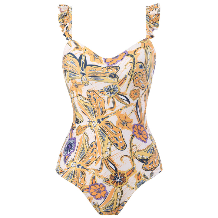 Fashion Printed Lace Straps Swimsuit