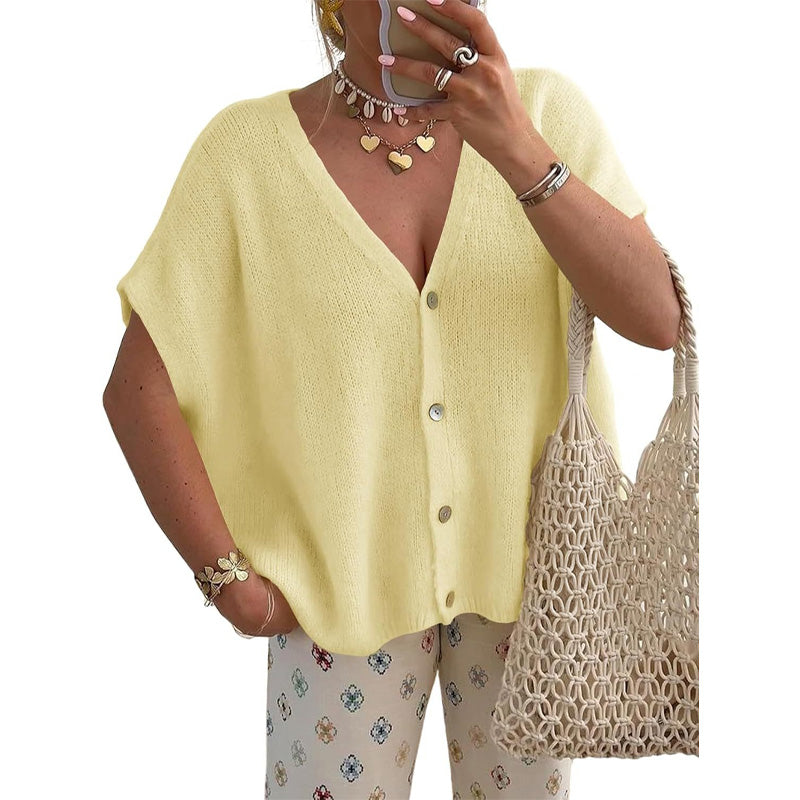 V-neck Knit Cardigan Casual Sweater
