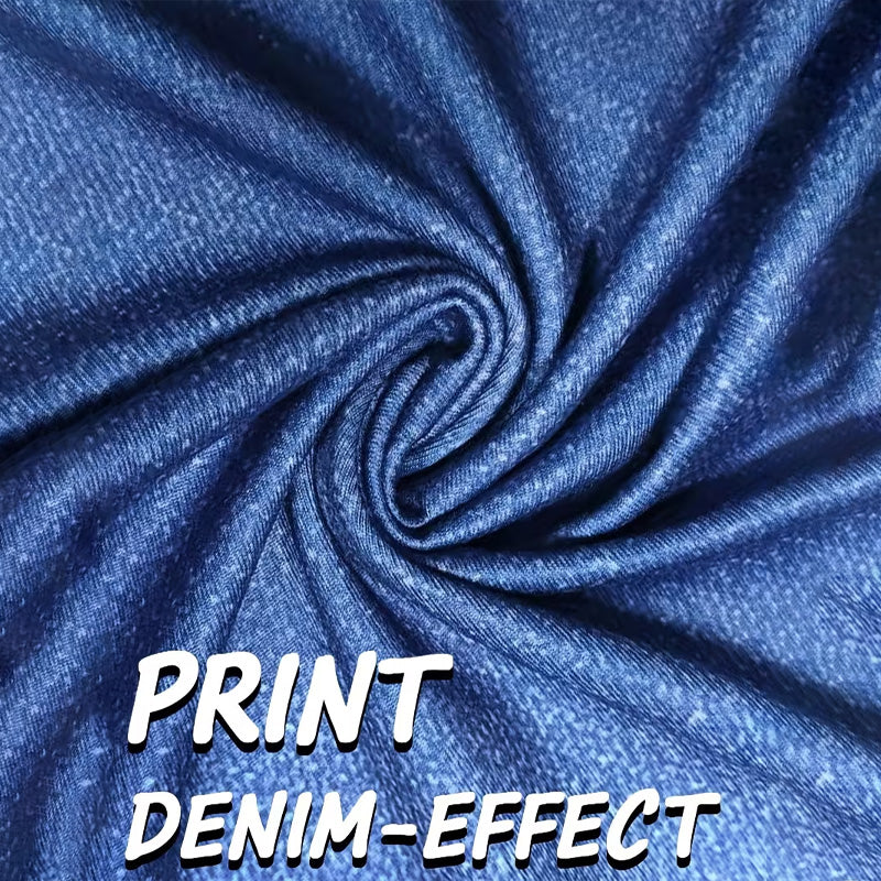 Elastic waist faux denim bootcut pants