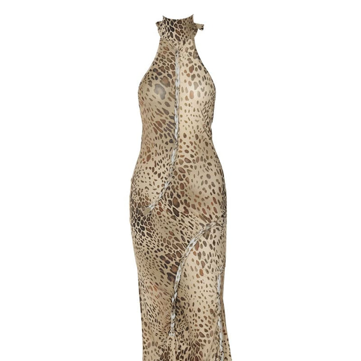 New backless halter neck asymmetrical dress
