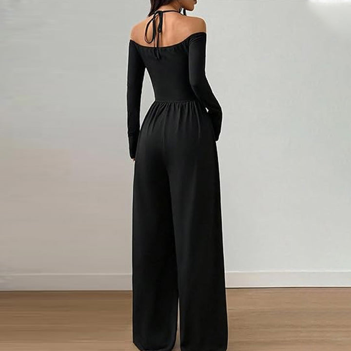Solid Color Off-Shoulder Casual Jumpsuit