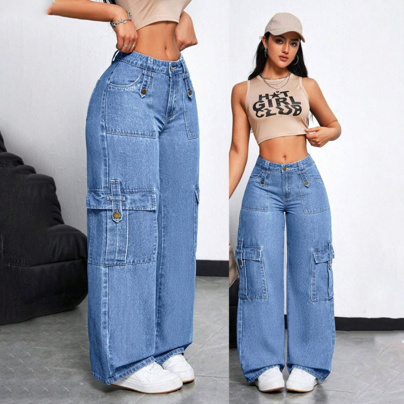 Retro cargo wide-leg jeans