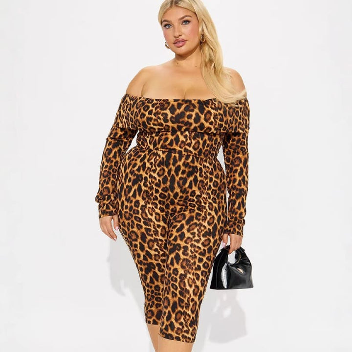 New off-the-shoulder leopard print jumpsuit