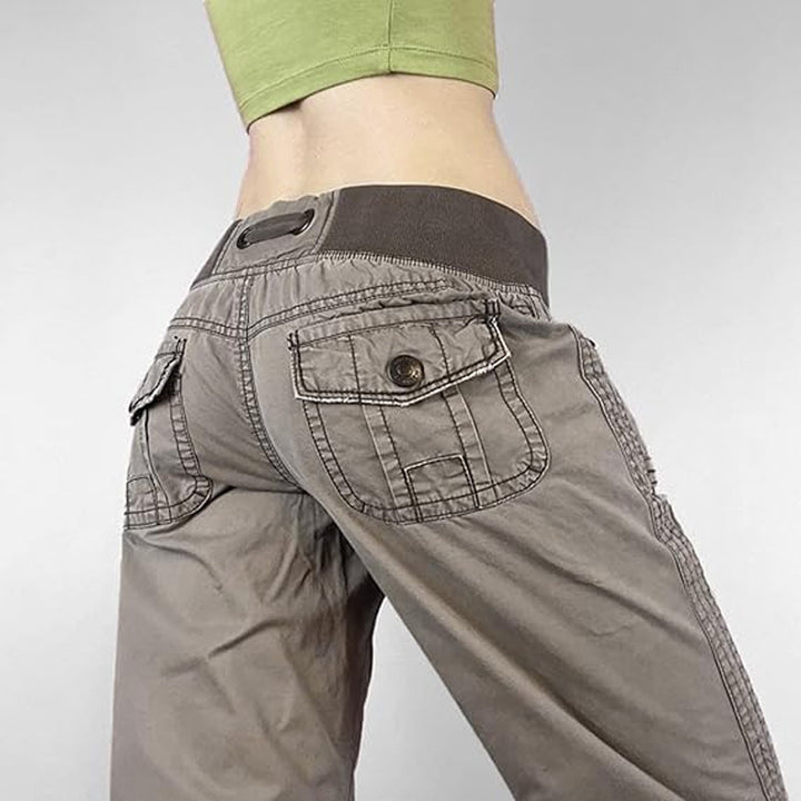 Retro drawstring wide-leg cargo pants