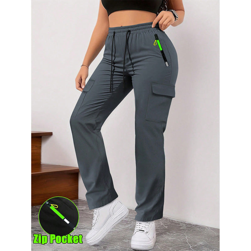 Workwear Style Drawstring Casual Pants