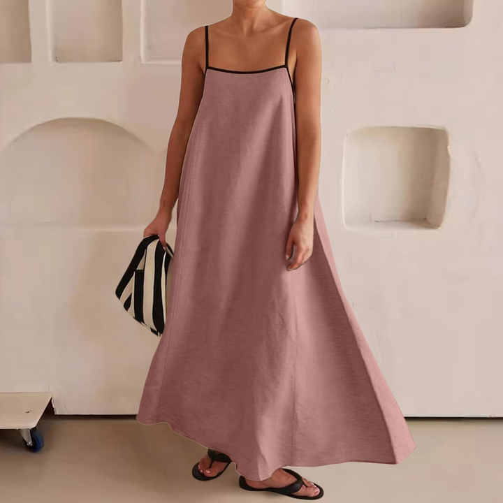 Stylish color-blocked halter maxi dress