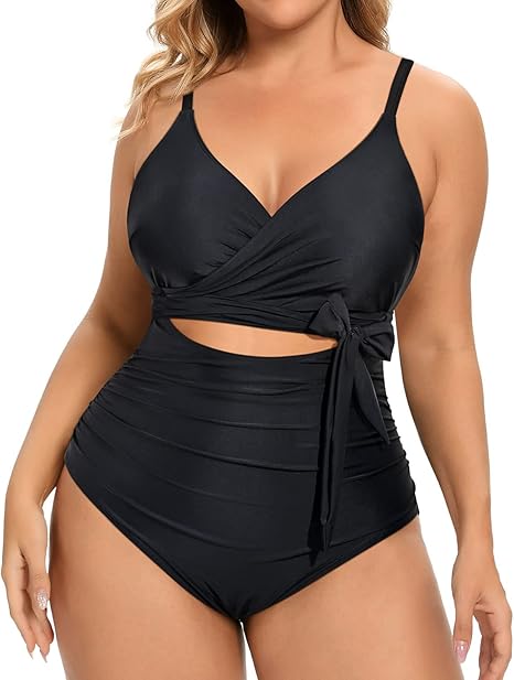Deep v tie high waist bikini swimsuit