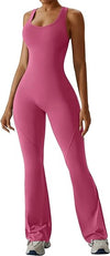 Women's Backless Jumpsuit Cutout Sleeveless Jumpsuit Flared Pants Leggings