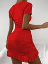 Lace-up crossover hem dress