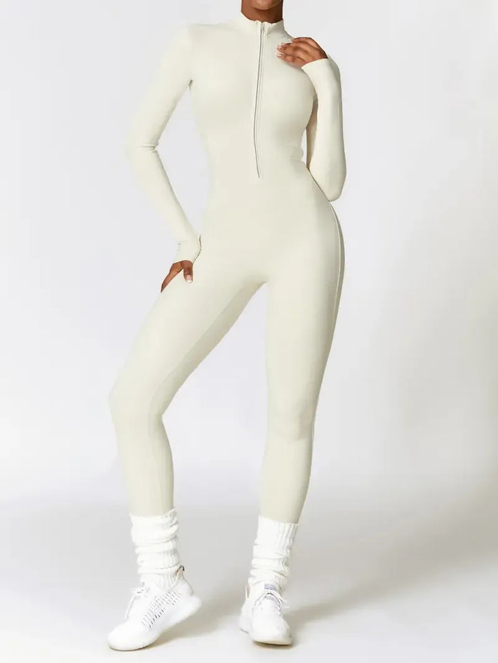 Women's Solid Zip Up Skiing Jumpsuit