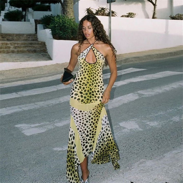 New halter neck hollow-out dress