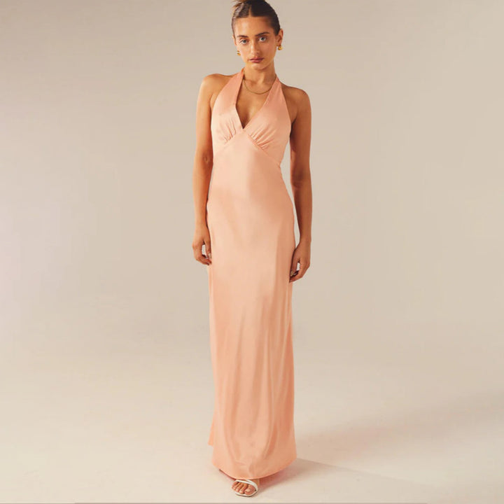 V-neck Sleeveless Halter Dress