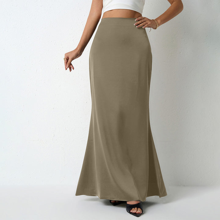 Solid Color Satin Midi Skirt