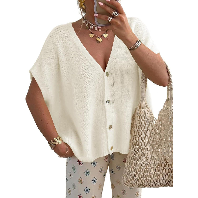 V-neck Knit Cardigan Casual Sweater