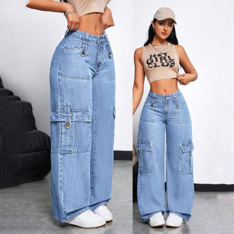 Retro cargo wide-leg jeans