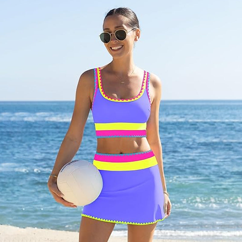Color-blocked two-piece swimsuit
