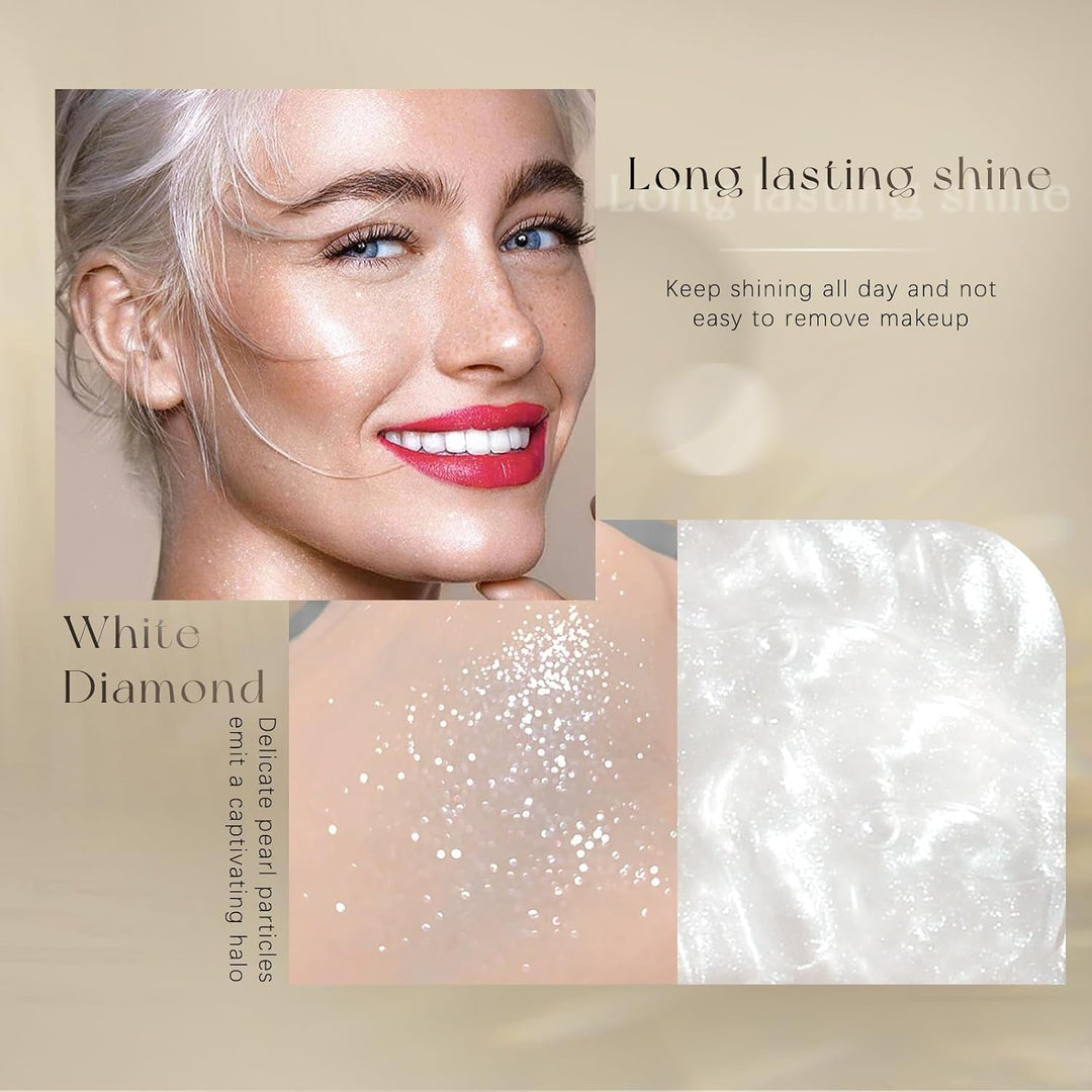 Liquid shimmering highlighter - sparkling rhinestones for face and body