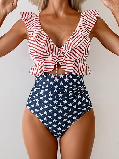 Women's V-neck cutout tummy control one-piece swimsuit