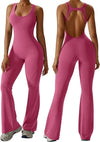 Women's Backless Jumpsuit Cutout Sleeveless Jumpsuit Flared Pants Leggings