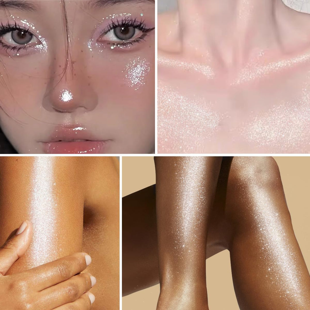 Liquid shimmering highlighter - sparkling rhinestones for face and body