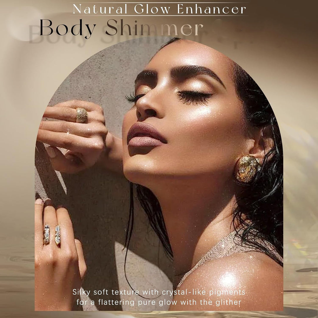 Liquid shimmering highlighter - sparkling rhinestones for face and body