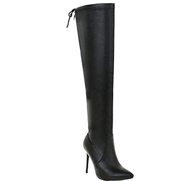 Over-the-knee elastic boots with back laces