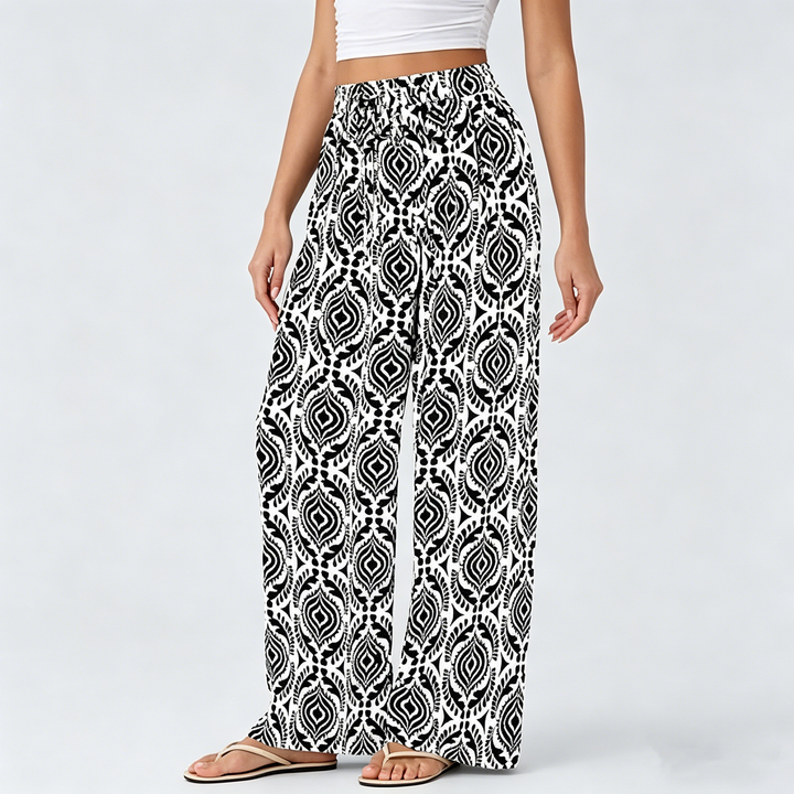 High Waist Drawstring Wide Leg Palazzo Pants