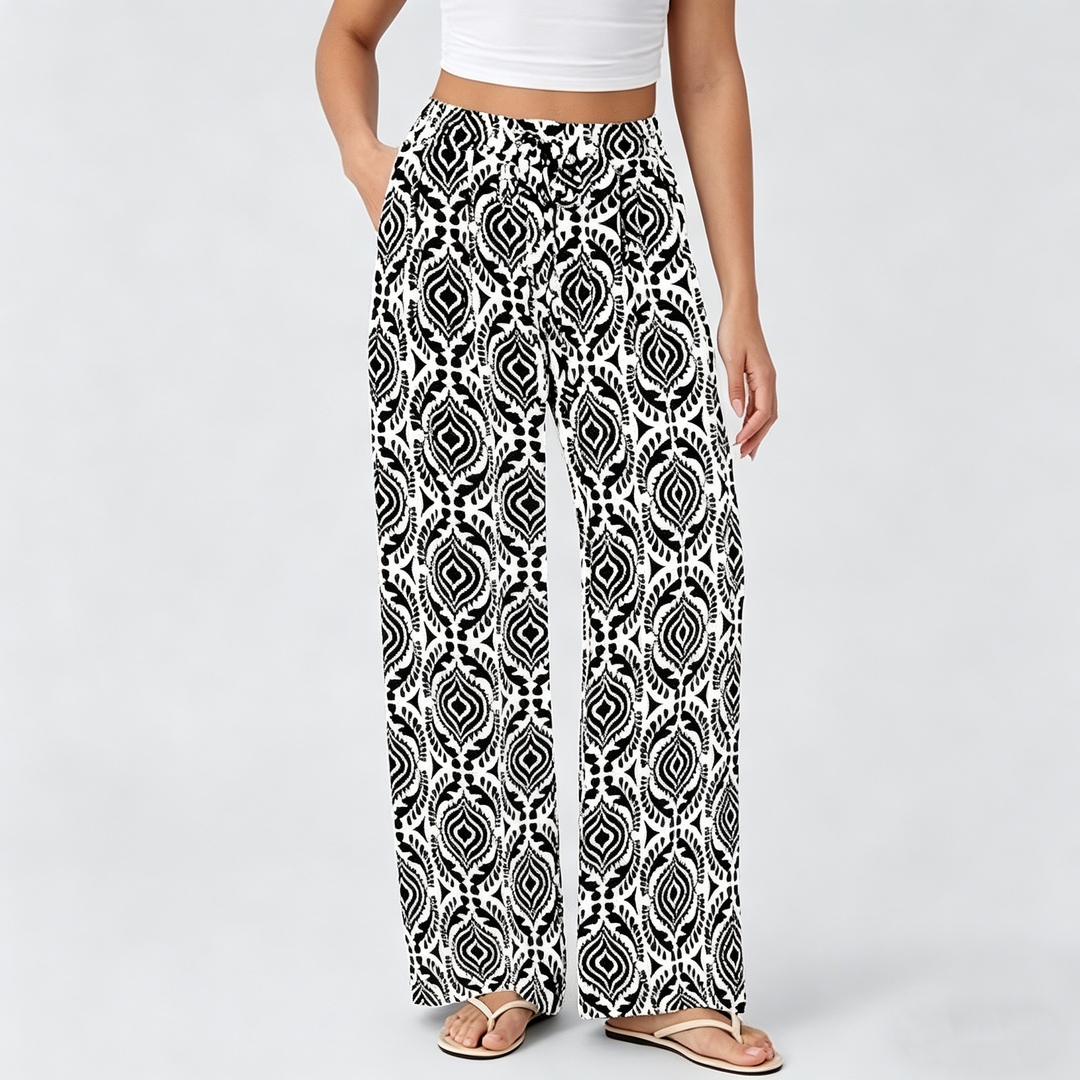 High Waist Drawstring Wide Leg Palazzo Pants