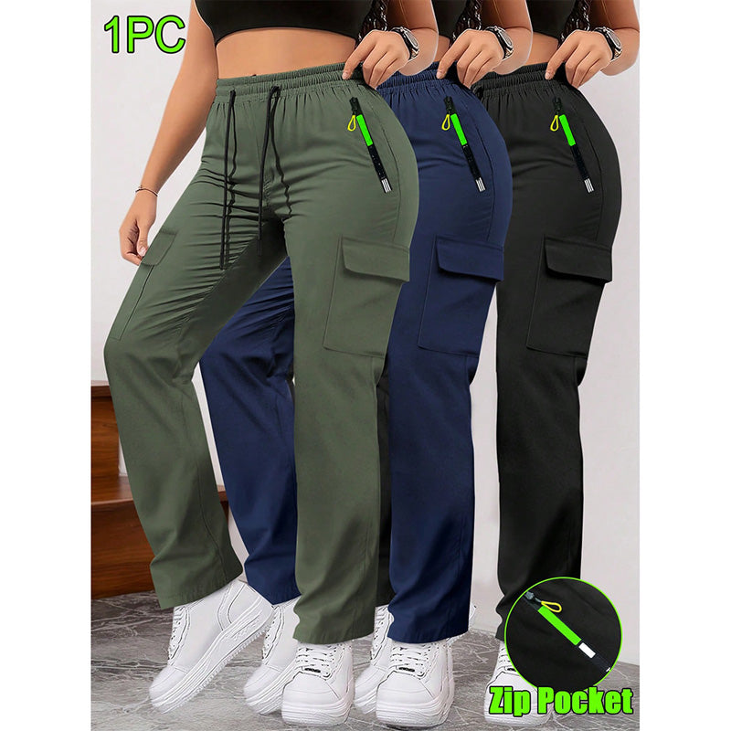 Workwear Style Drawstring Casual Pants