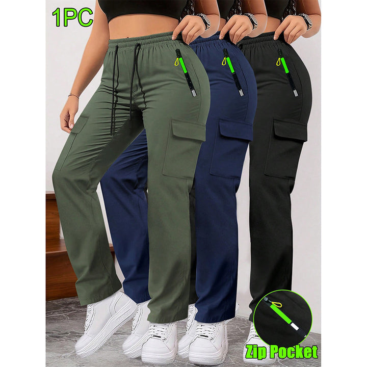 Workwear Style Drawstring Casual Pants
