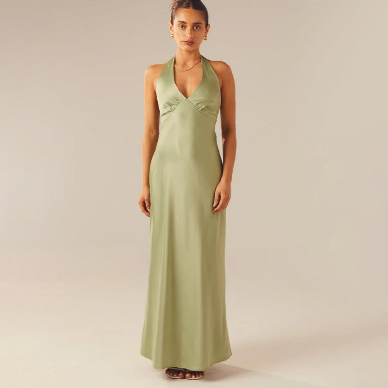V-neck Sleeveless Halter Dress
