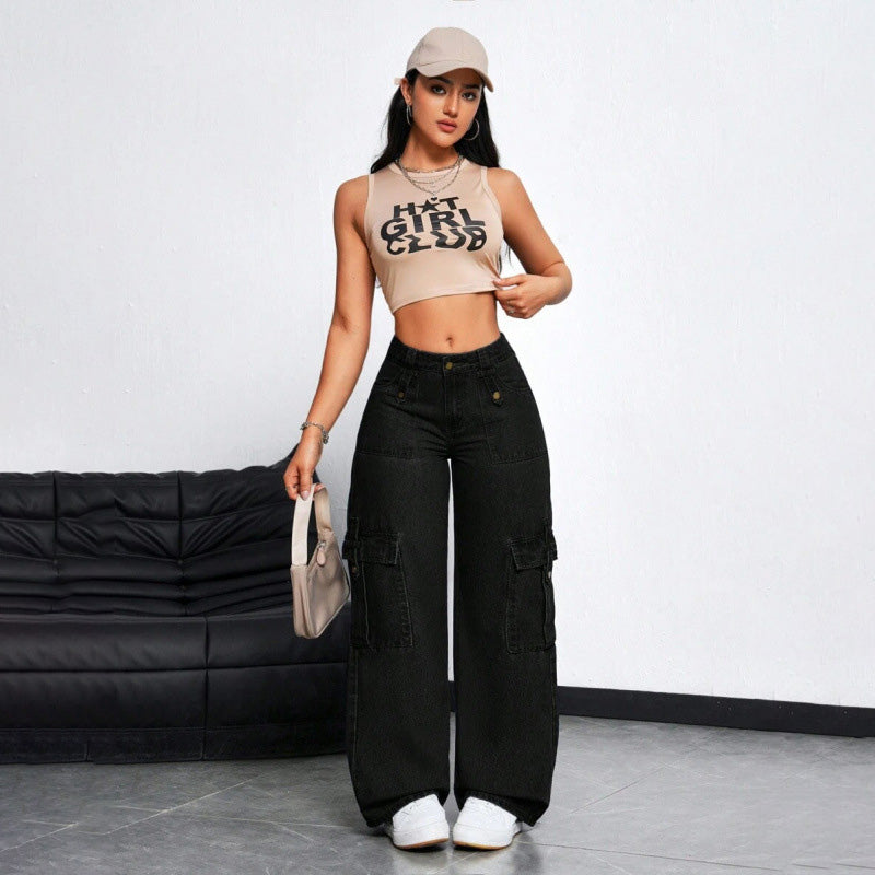 Retro cargo wide-leg jeans
