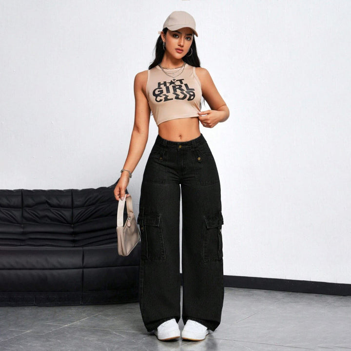 Retro cargo wide-leg jeans