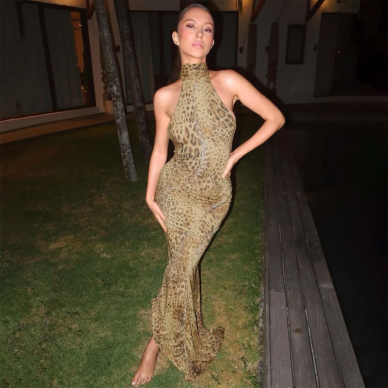 New backless halter neck asymmetrical dress