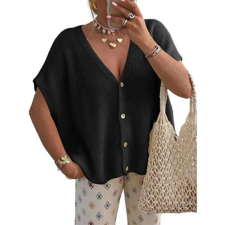V-neck Knit Cardigan Casual Sweater