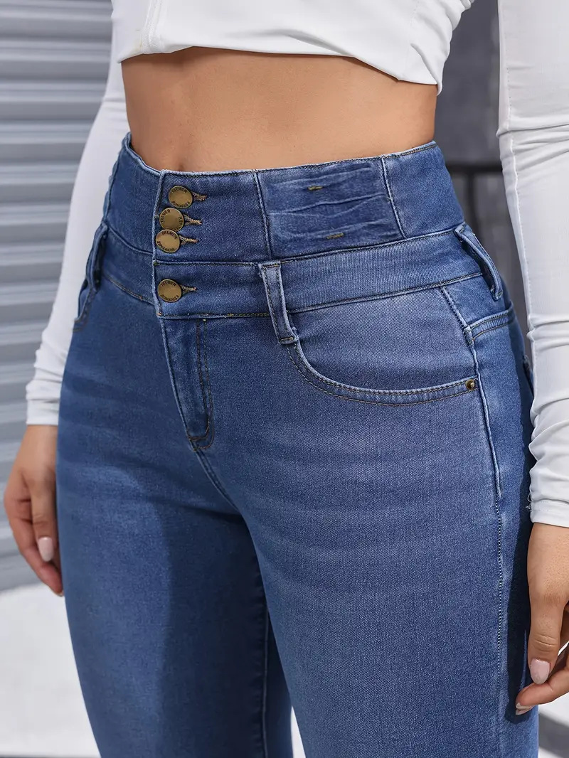 High-waisted fleece-lined jeans