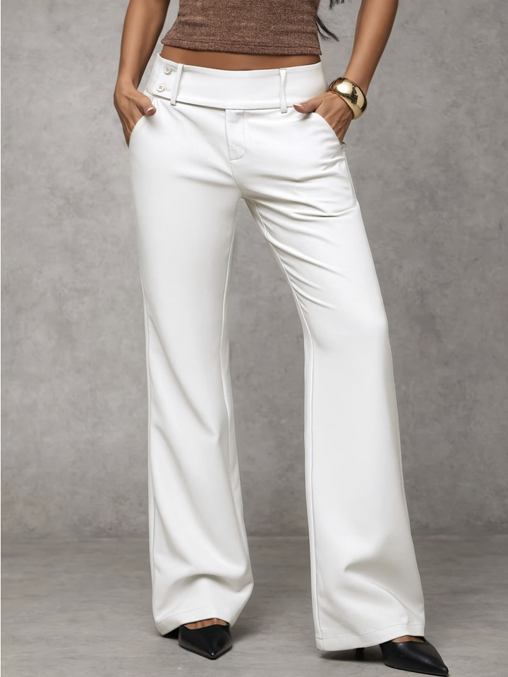 Solid color wide-leg suit pants