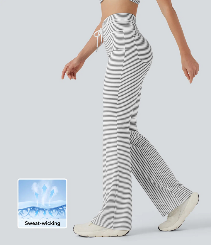 Printed striped casual trousers