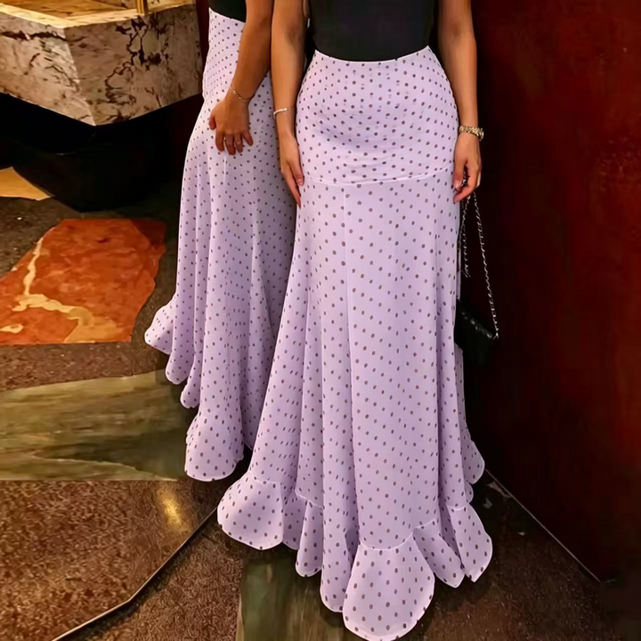 High-waisted polka dot pencil skirt