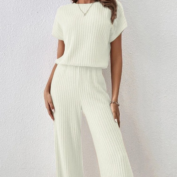 Fashionable Drop-Shoulder Knit Two-Piece Set