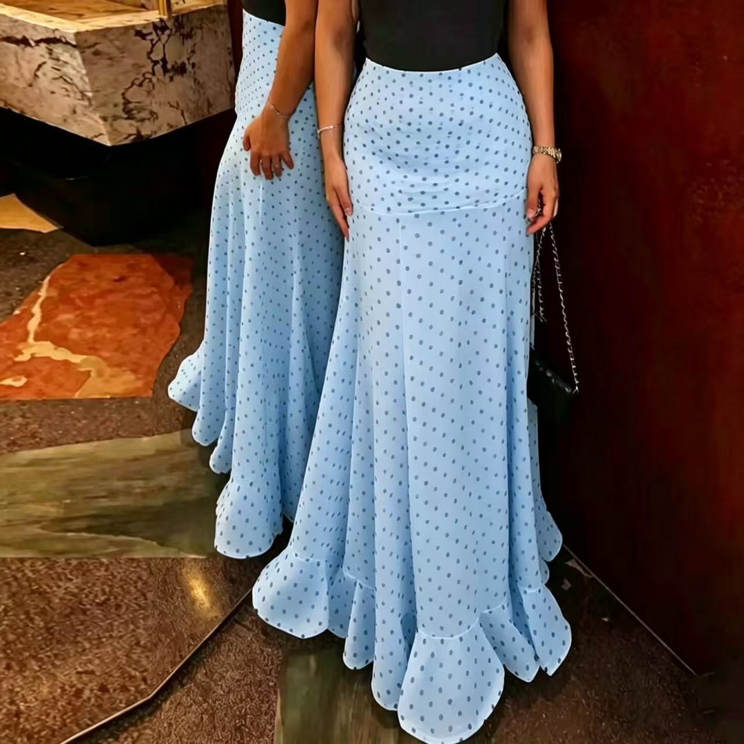 High-waisted polka dot pencil skirt