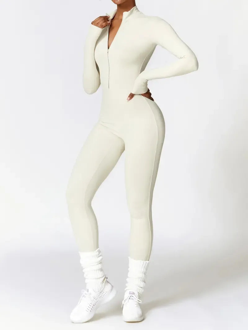 Women's Solid Zip Up Skiing Jumpsuit