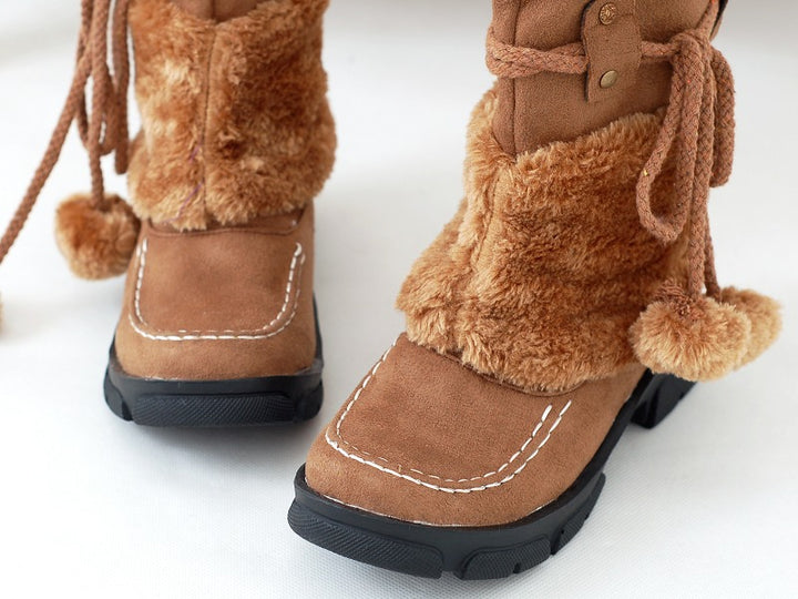 Winter warm fur-lined mid-calf boots