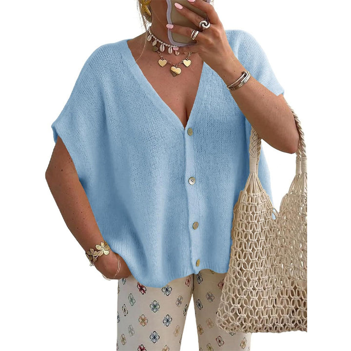 V-neck Knit Cardigan Casual Sweater