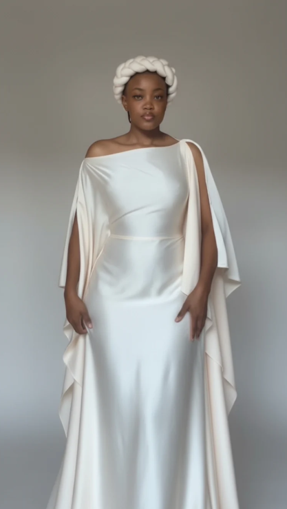 Off-shoulder fitted waist elegant dress