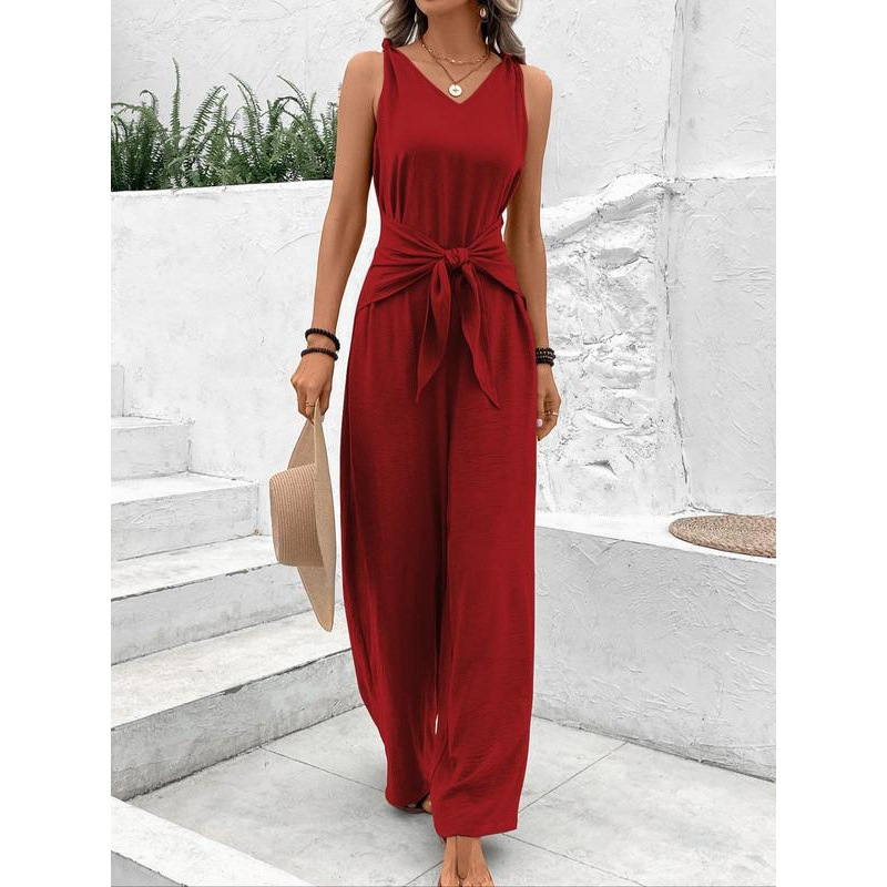 Solid Color Tie-Wrap Shapewear Bodysuit